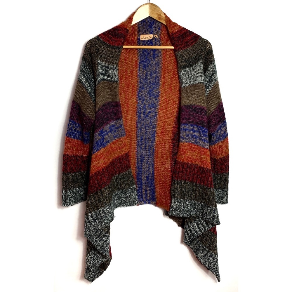 GingerJar Striped Knit Cozy Long Sweater Cardigan